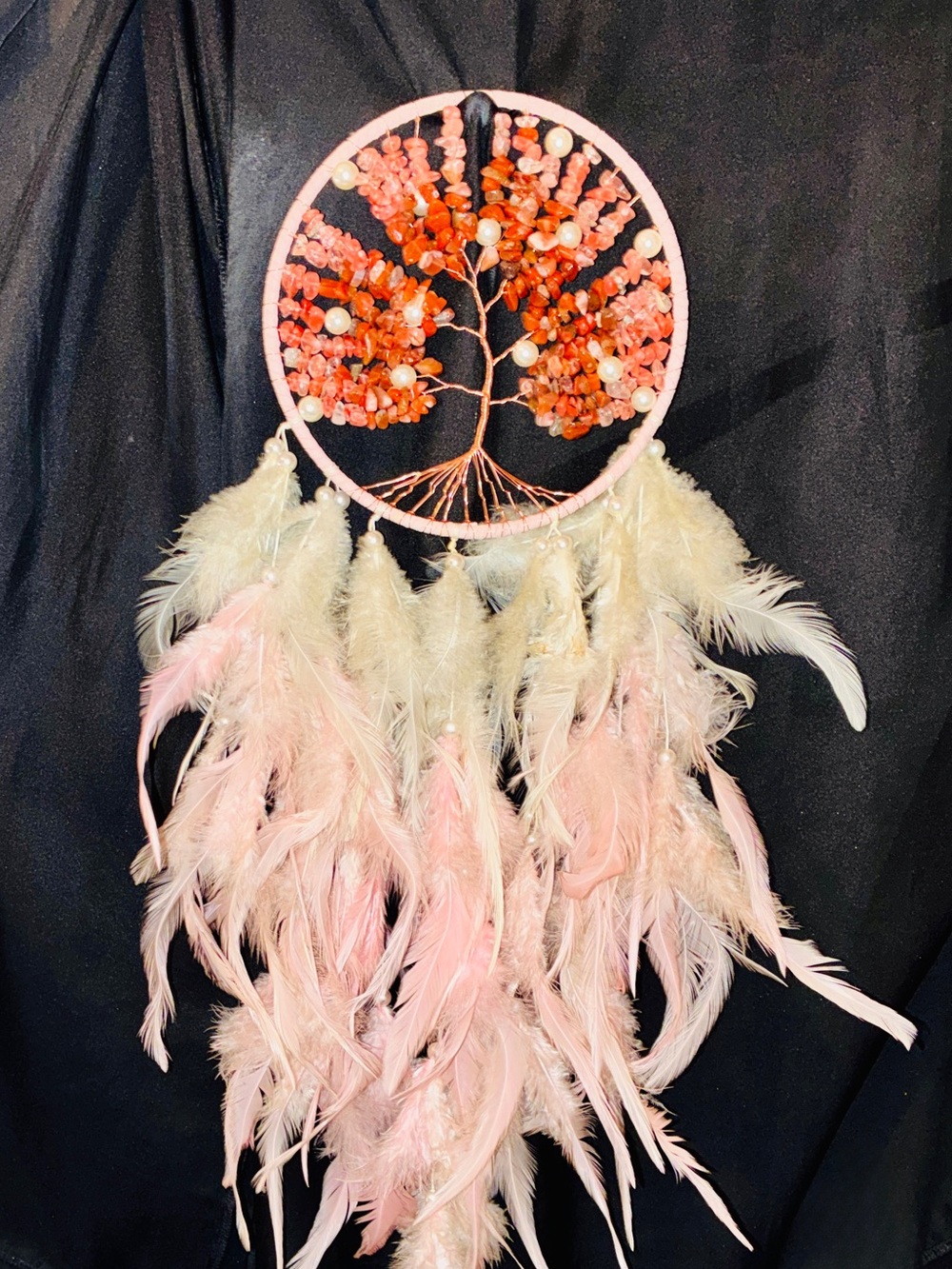 Stunning Pink Crystal "Tree of Life" Dreamcatcher